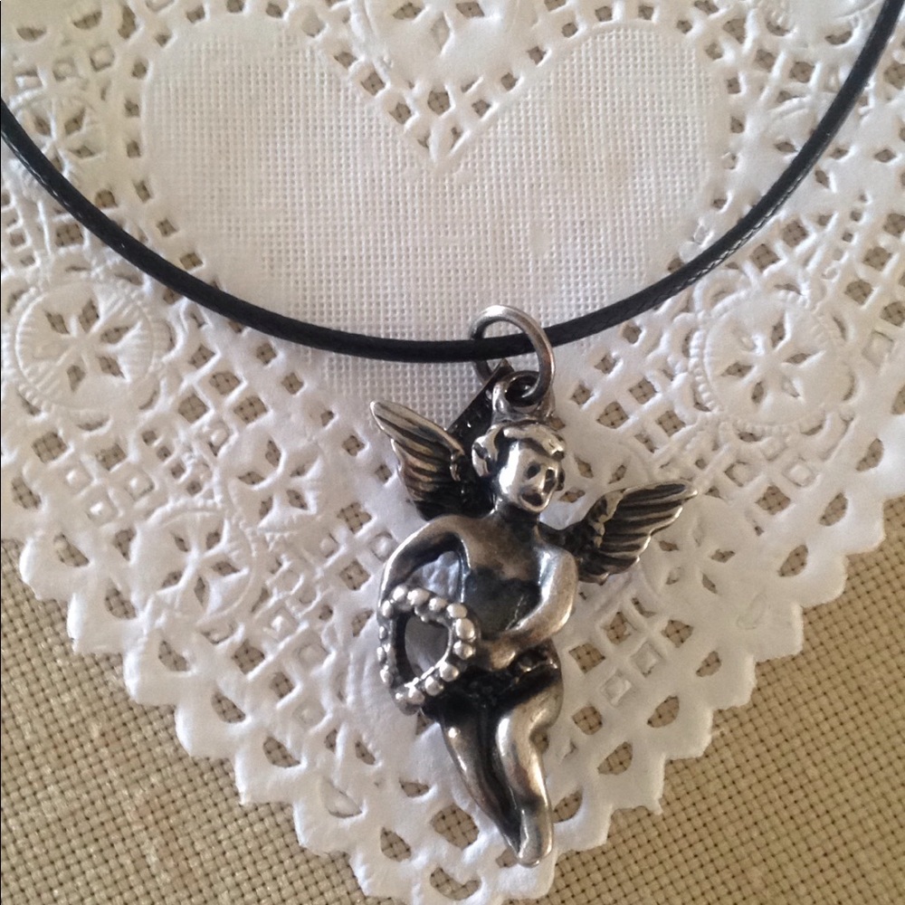 Vintage Cupid Sterling Silver Pendant Necklace - Picture 1 of 4